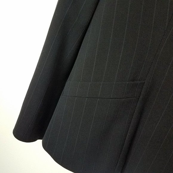 Giorgio Armani Size 14 Navy Blue Pin Lama Wool Blend Blazer Suit Coat Jacket - Picture 4 of 16